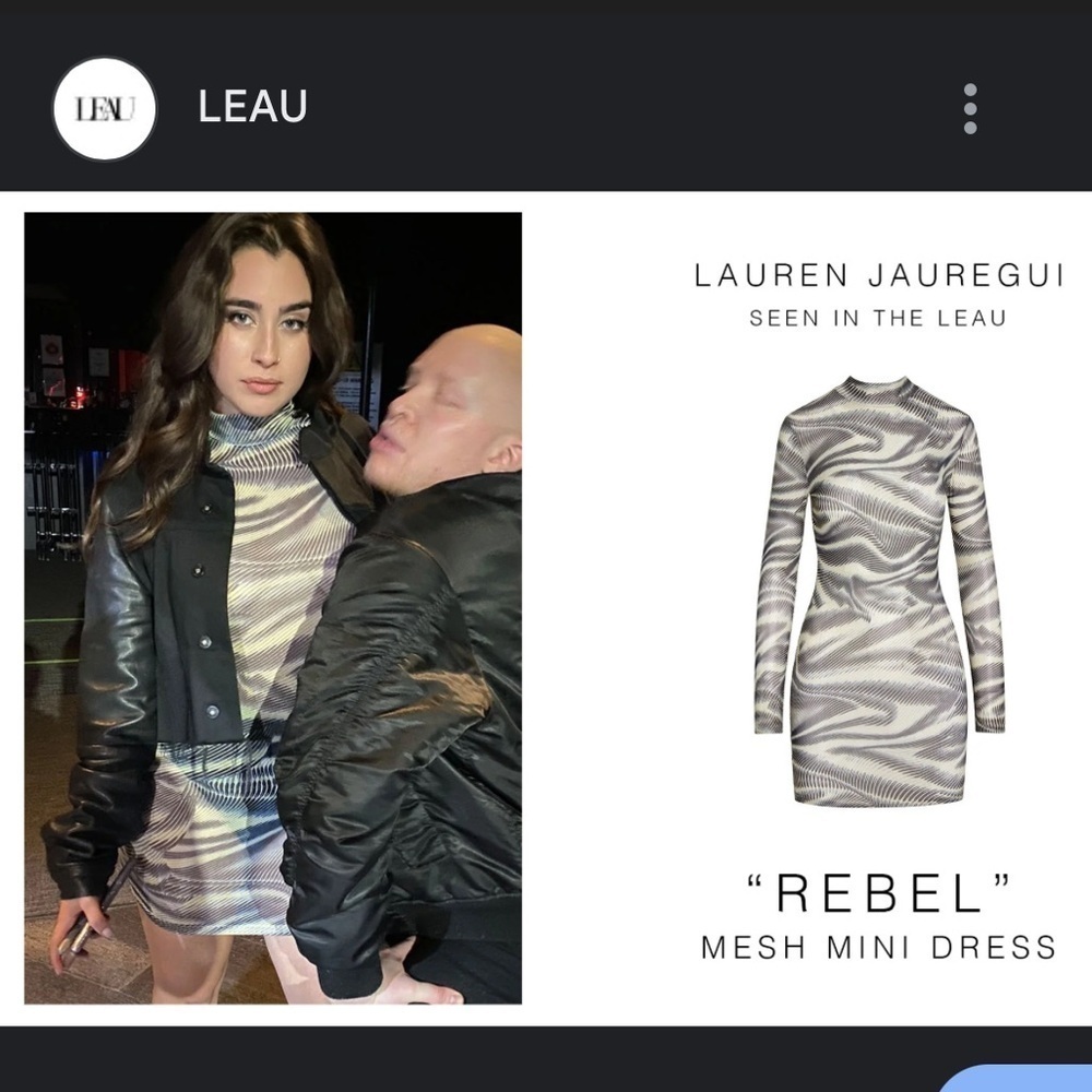 LEAU “Rebel” Mesh Mini Dress NWT Sz XS — Long Sleeve Bodycon - Picture 3 of 9